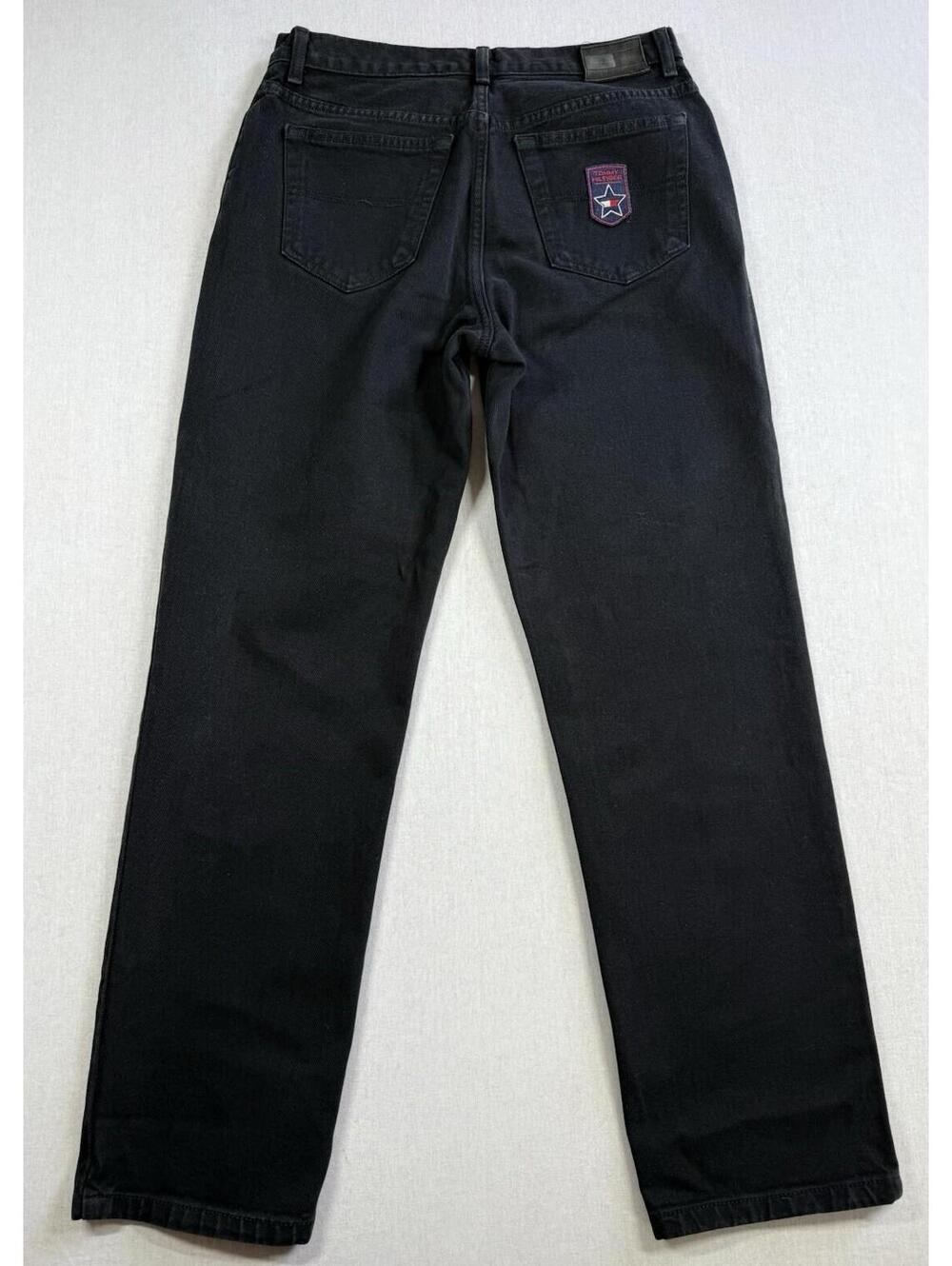 Tommy Hilfiger Jeans Women Sz 8 Black Mom Straight Leg Tapered Vintage USA Logo